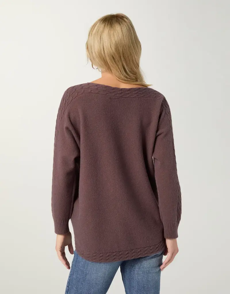 Heavenly-Luxe Cable Knit Detail Dolman Sweater