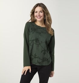 Imperia Long Sleeve Top with Floral Applique