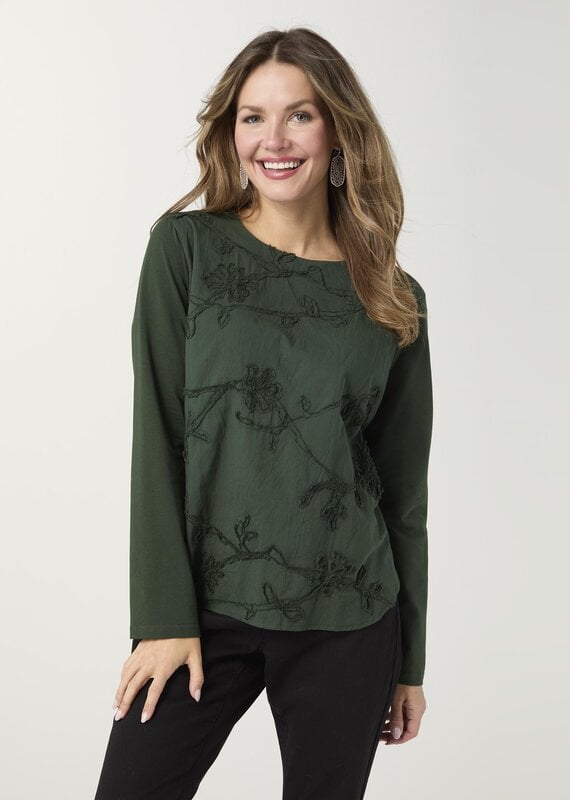 Imperia Long Sleeve Top with Floral Applique