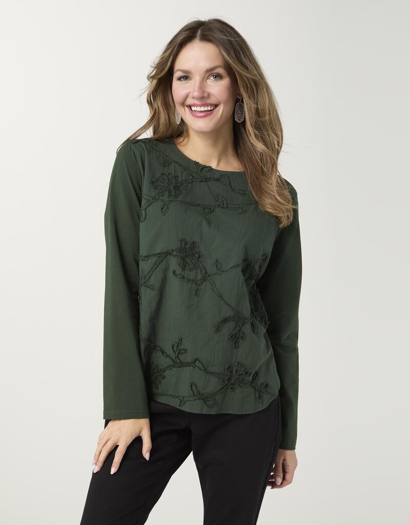 Imperia Long Sleeve Top with Floral Applique