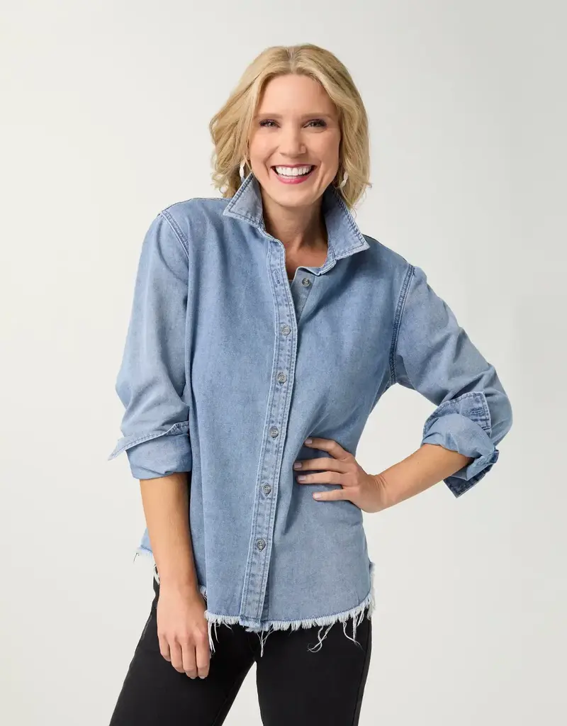 Shawna Denim Top/Jacket with Back Button Detail