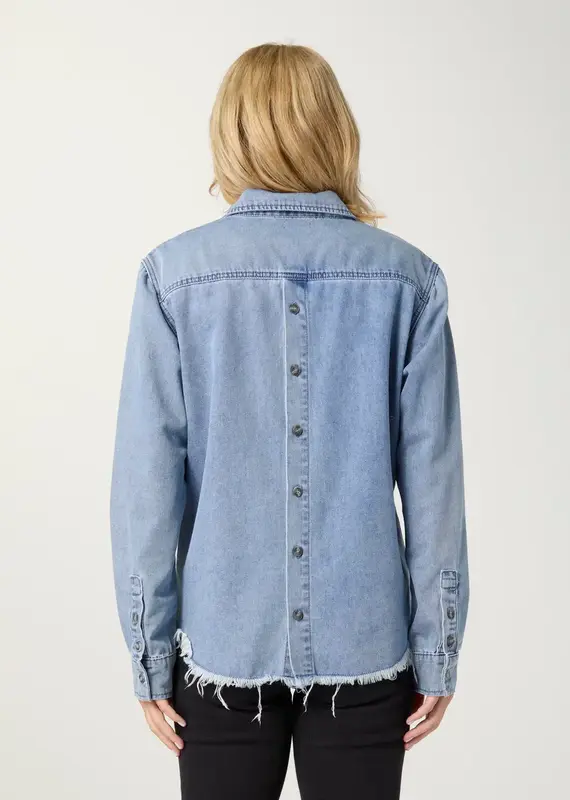 Shawna Denim Top/Jacket with Back Button Detail