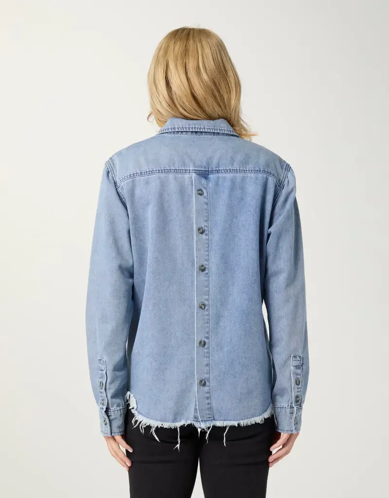 Shawna Denim Top/Jacket with Back Button Detail