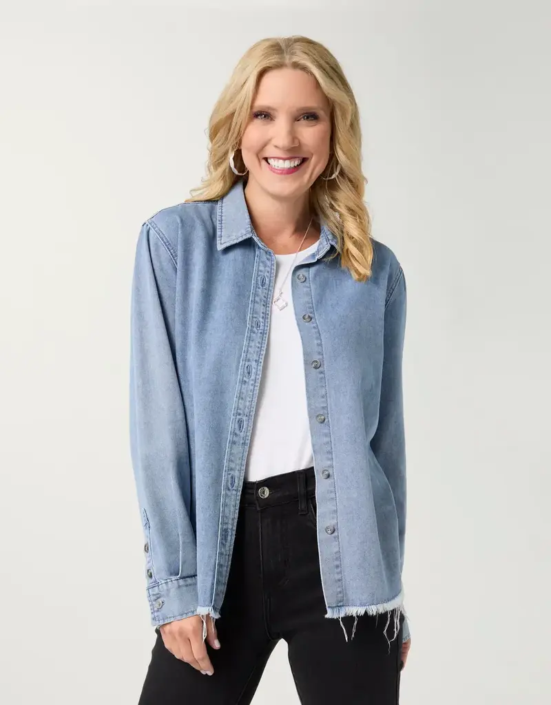 Shawna Denim Top/Jacket with Back Button Detail