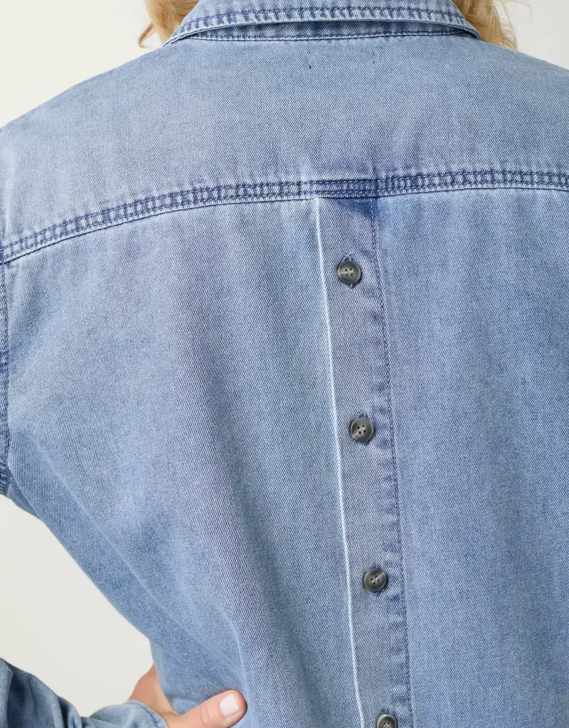 Shawna Denim Top/Jacket with Back Button Detail
