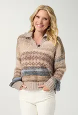 Lark Mohair Sweater with Lurex and Button Collar
