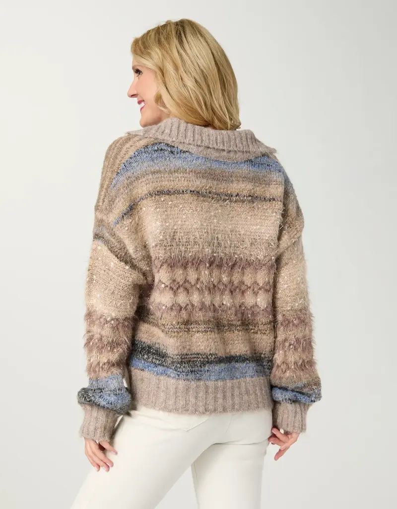 Lark Mohair Sweater with Lurex and Button Collar