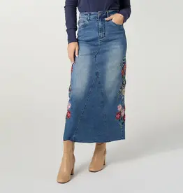 EverStretch Embroidered Maxi Skirt