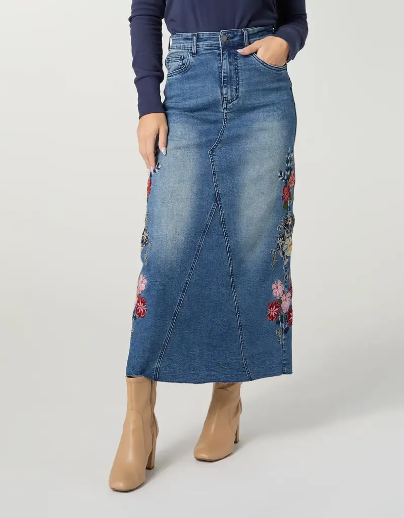 EverStretch Embroidered Maxi Skirt