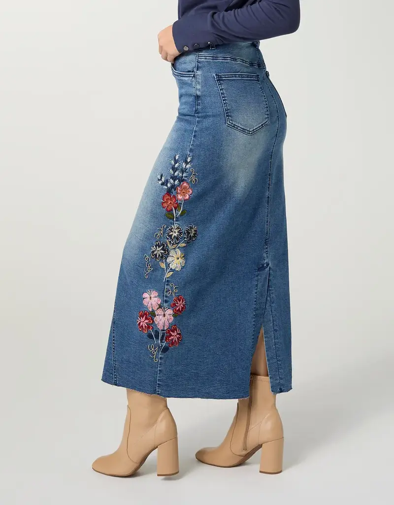 EverStretch Embroidered Maxi Skirt