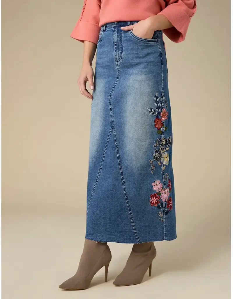 EverStretch Embroidered Maxi Skirt