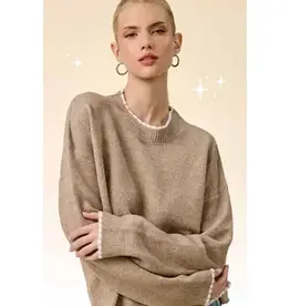 Soft & Buttery Mock Neck Sweater With Trim Detail