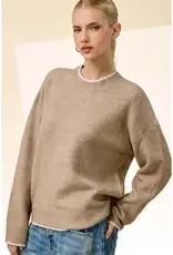 Soft & Buttery Mock Neck Sweater With Trim Detail