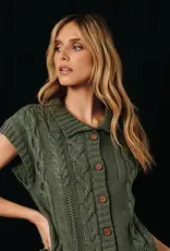Cathy Cable Knit Button Up Sweater Vest