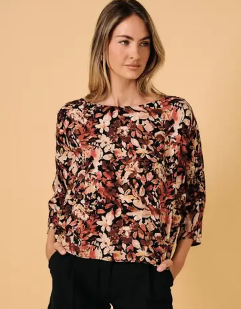 Brenda Floral Print Boat Neck Top