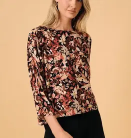Brenda Floral Print Boat Neck Top