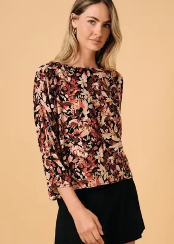 Brenda Floral Print Boat Neck Top