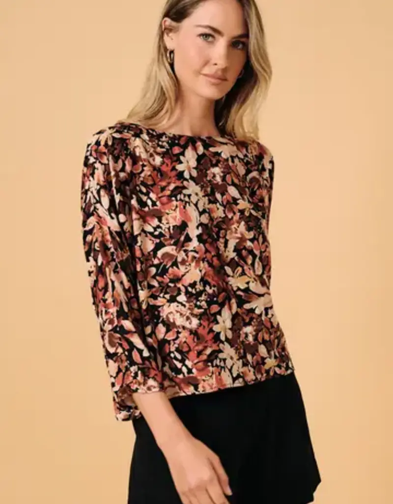 Brenda Floral Print Boat Neck Top