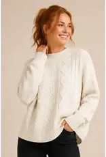 Mock Neck Cable Knit Pullover Sweater