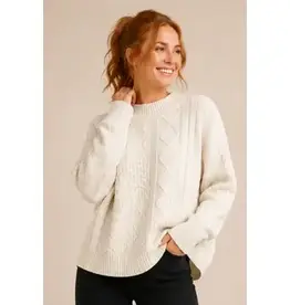 Mock Neck Cable Knit Pullover Sweater