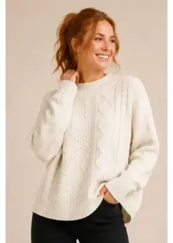 Mock Neck Cable Knit Pullover Sweater
