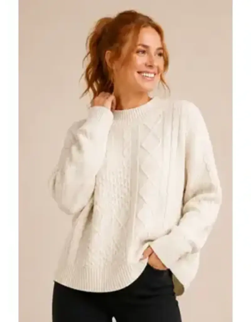 Mock Neck Cable Knit Pullover Sweater