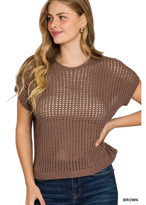 Charlotte  Waffle Crochet Knit  Sweater