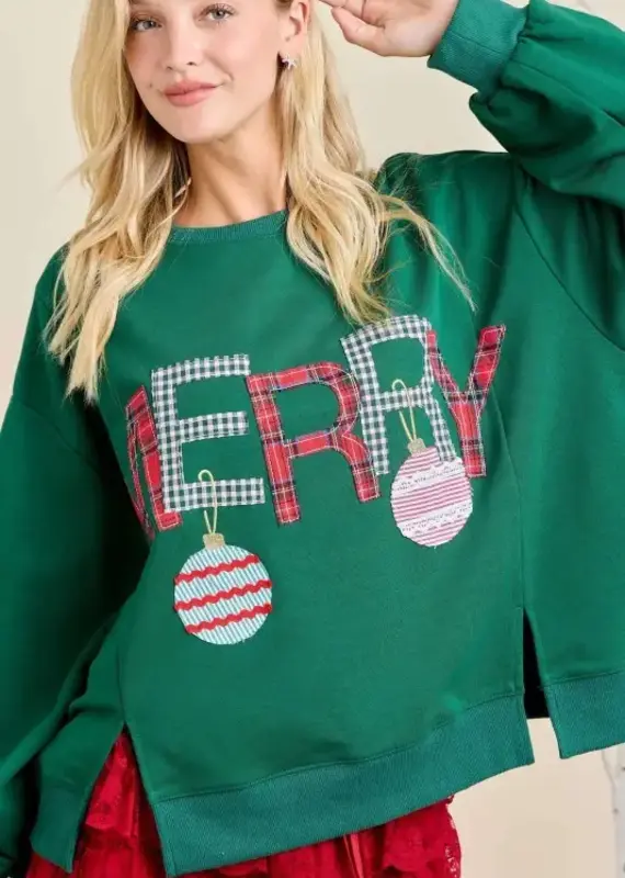 Merry Ornament Patchwork Oversized Top