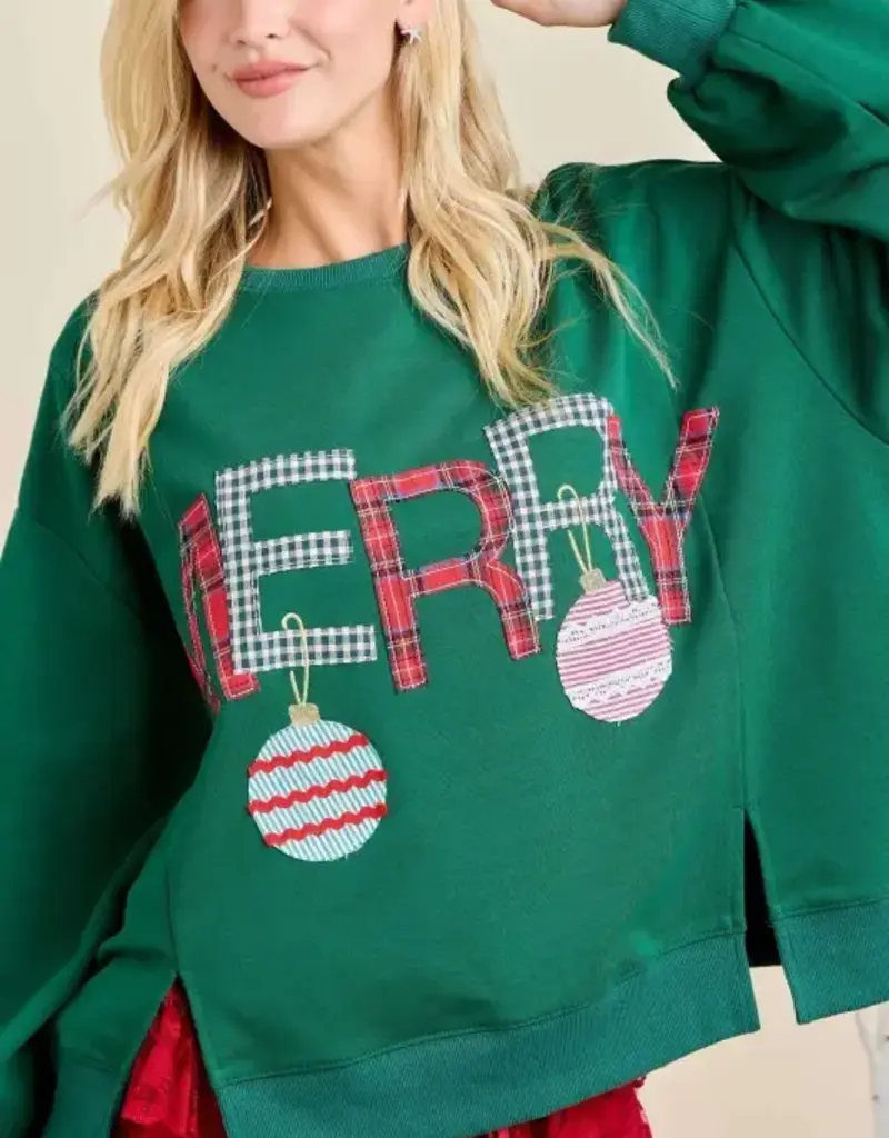 Merry Ornament Patchwork Oversized Top