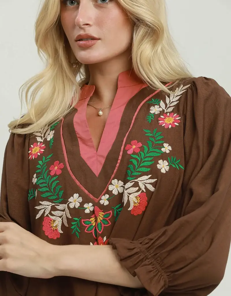 Felicia Floral Embroidered Babydoll Dress