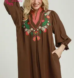 Felicia Floral Embroidered Babydoll Dress
