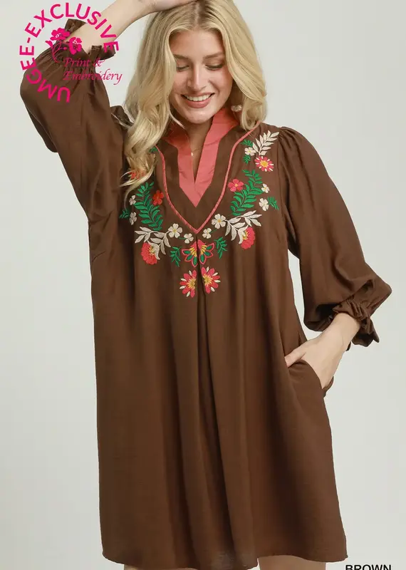 Felicia Floral Embroidered Babydoll Dress