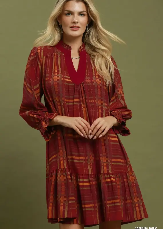 Maddie Mix Plaid Tiered Babydoll Dress