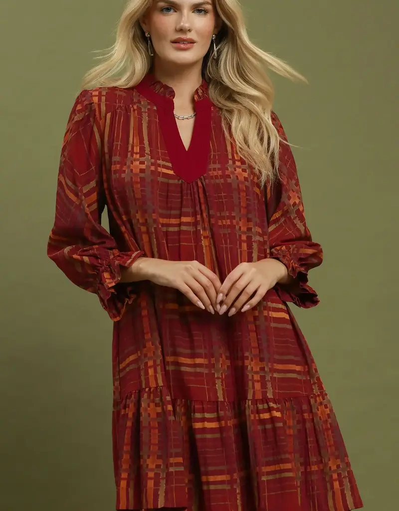 Maddie Mix Plaid Tiered Babydoll Dress