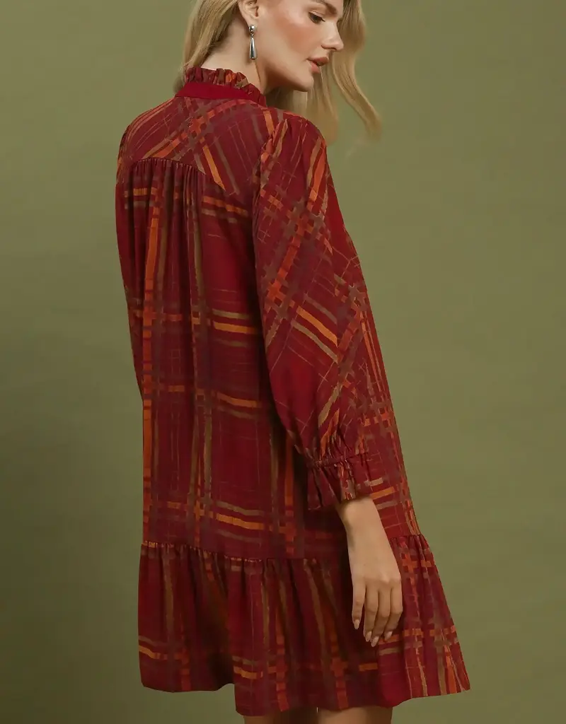 Maddie Mix Plaid Tiered Babydoll Dress