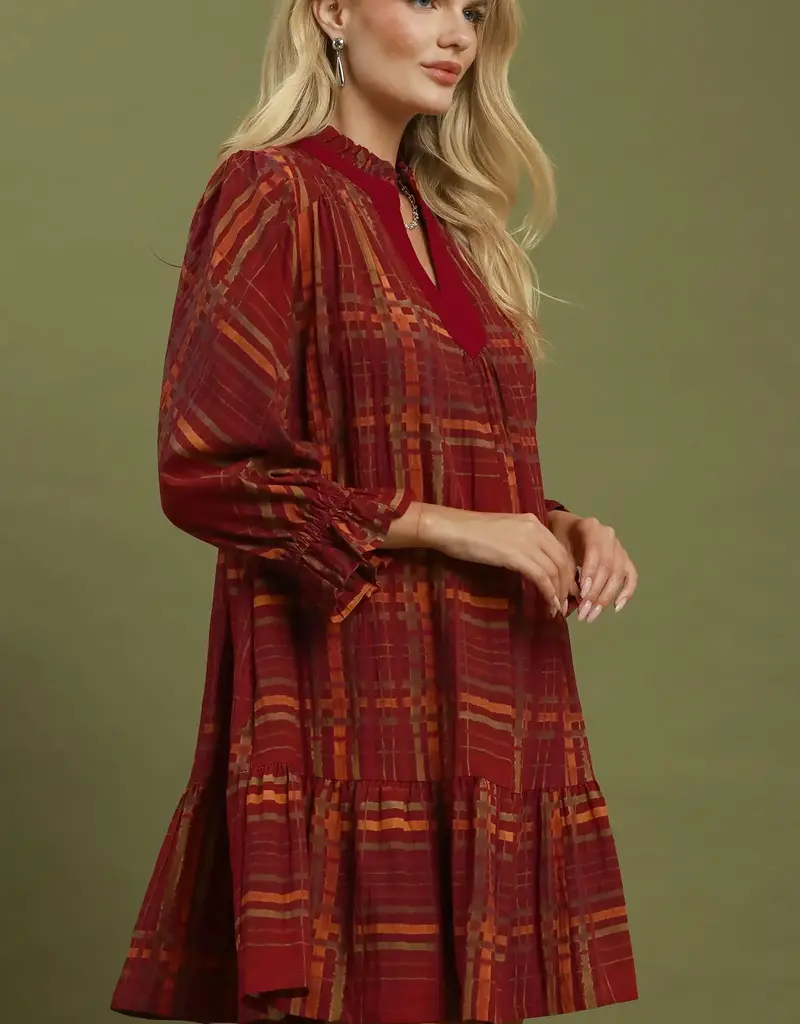 Maddie Mix Plaid Tiered Babydoll Dress