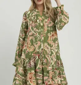 Peggy Paisley Print Tiered Dress