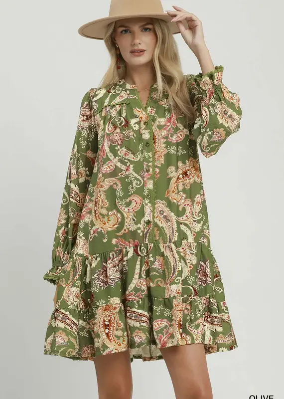 Peggy Paisley Print Tiered Dress