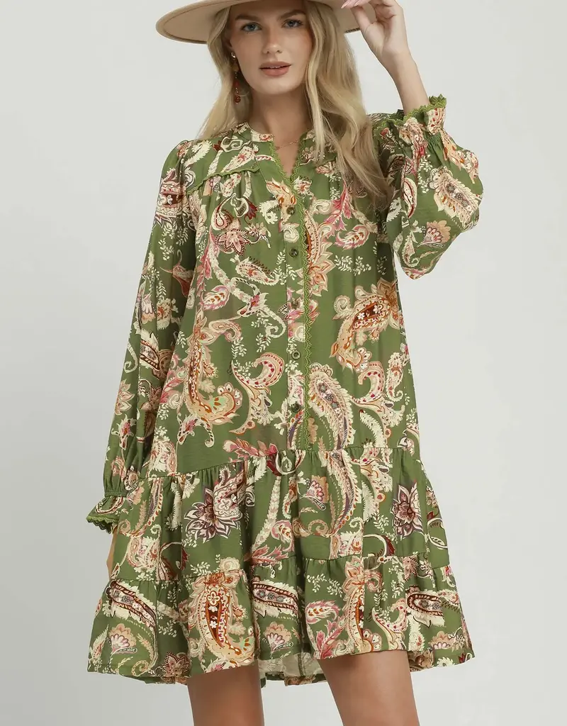 Peggy Paisley Print Tiered Dress