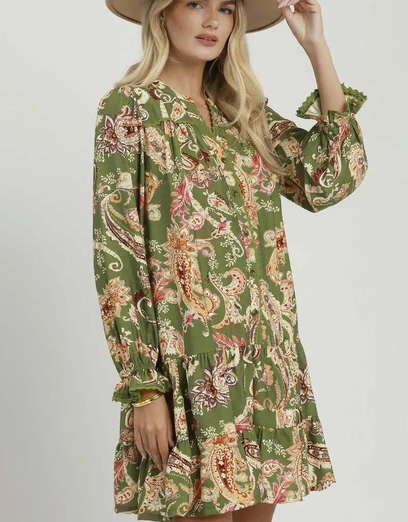 Peggy Paisley Print Tiered Dress