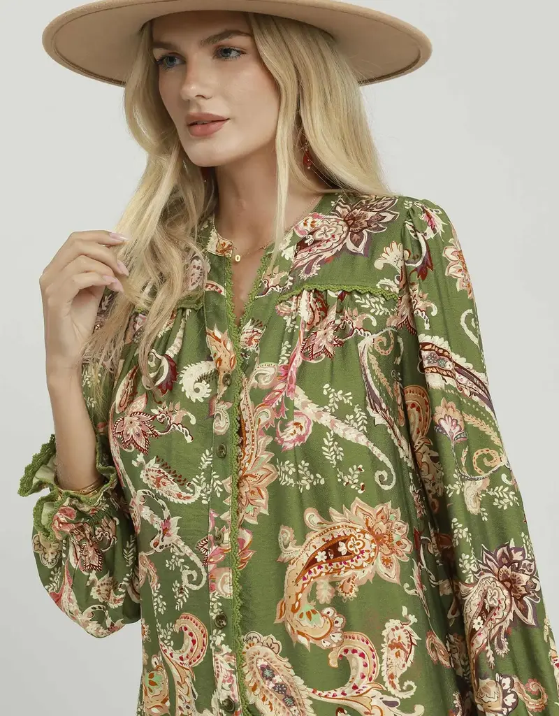 Peggy Paisley Print Tiered Dress
