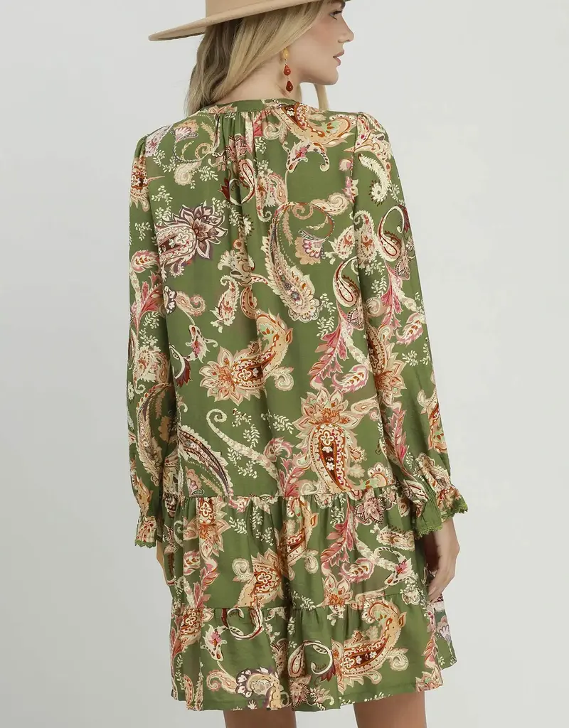 Peggy Paisley Print Tiered Dress