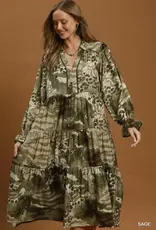 Abby Mixed Abstract Print Tiered Maxi Dress