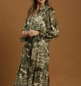 Abby Mixed Abstract Print Tiered Maxi Dress