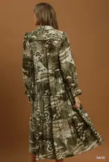 Abby Mixed Abstract Print Tiered Maxi Dress