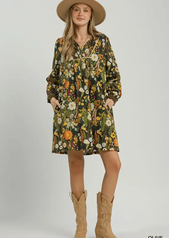 Bailey Floral Print Smocked Yoke Babydoll Dress