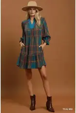 Maddie Mix Plaid Tiered Babydoll Dress