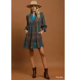 Maddie Mix Plaid Tiered Babydoll Dress