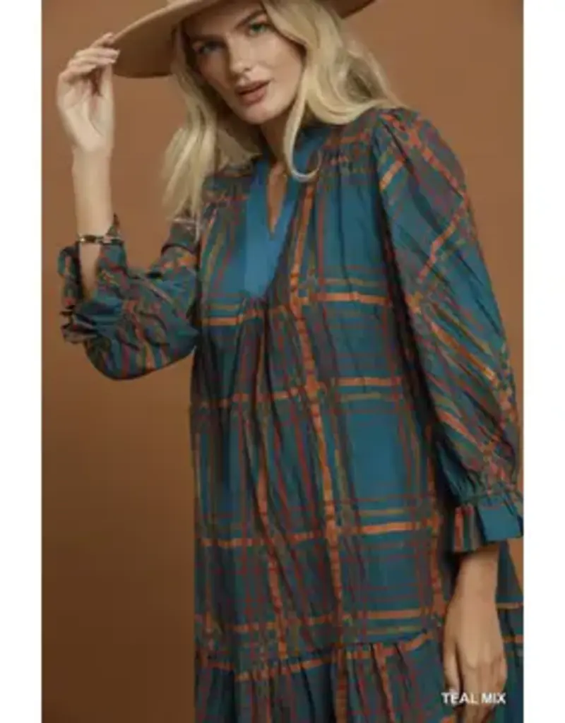 Maddie Mix Plaid Tiered Babydoll Dress