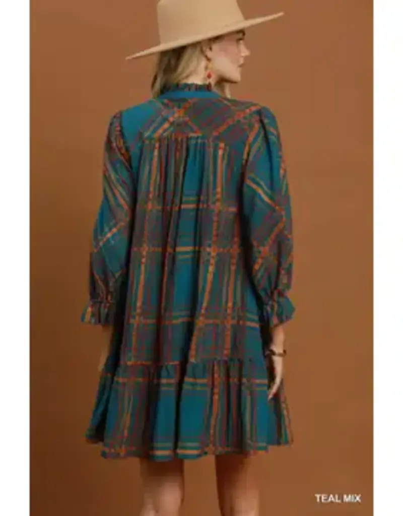 Maddie Mix Plaid Tiered Babydoll Dress